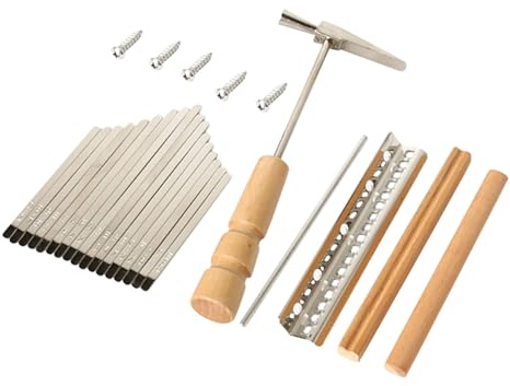Selbstgemacht Zubehörset für Daumenklaviere mit 17 Tasten und Stimmhammer | Holz und Metall, 1 Satz mit Brücke, Sattel, Schläfer und Schrauben für Kinder