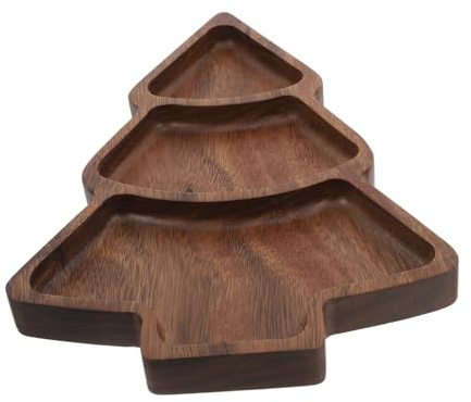 UKCOCO Tagliere di Legno di Noce Forma di Albero di Natale per Salumi Natalizi Formaggi e Antipasti Superficie e Finitura Lucidata Mano