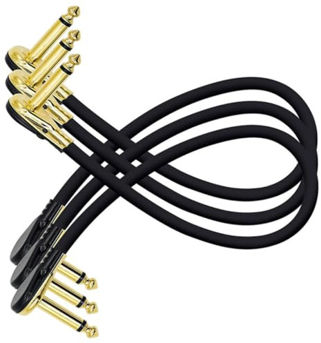 NOLITOY 3 Stück Teiliges Gitarren Effektgerät Patchkabel Flachstecker Gold Geräuschreduzierendes Audio Verbindungskabel Gitarre Bass Effektpedal Audiointerface Verstärker Zubehör