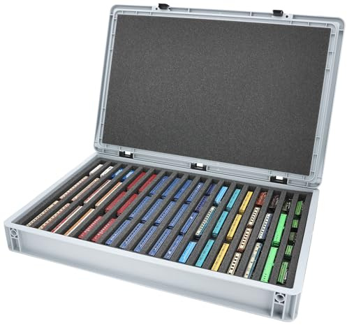 Feldherr Eurobox 60 x 40 cm Set för modelljärnväg - skala Z - 18 fack - skumplastinsats för horisontell förvaring - kompakt transport för lok och vagnar