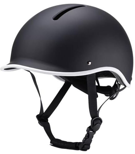 SALALIS Casco de Bicicleta de Conducción Nocturna con Luz Ligera para Hombres y Mujeres Casco de Scooter para Skate Urbano ABS+EPS Negro (#2)