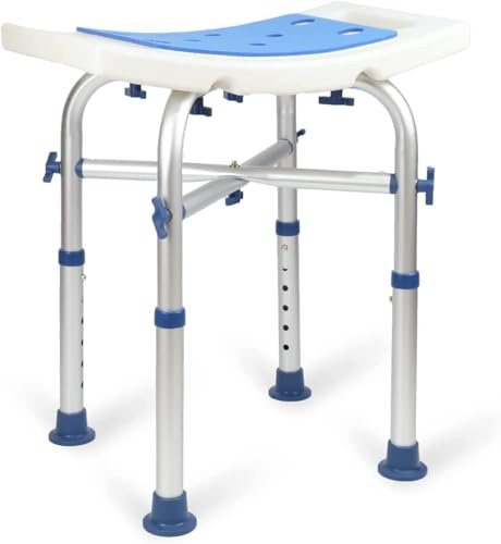Shower Stool Bath Chair, Height Adjustable Shower Chair with Padded for Elderly, Shower Seat with Heavy Duty Crossbar Support, Shower Stool Bath Seat for Inside Shower（No Shower Head）