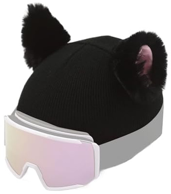 Cubierta Casco Esquí Snowboard - Peluche Orejas Gato Deporte Invierno, Accesorio Multifuncional Protector Casco Soporte Práctico Decoración Fiesta Hogar Viaje, Diseño Ergonómico Portátil Ligero