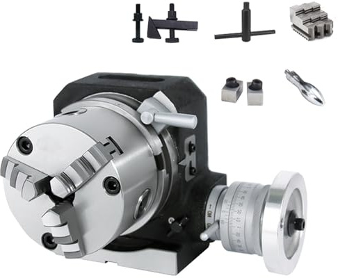 Table Rotative For Fraiseuse, Kit De Tête D'indexation 4/100 Mm Avec Mandrin 4/100 Mm À 3 Mors, Tête D'indexation BS-0,Modèles Horizontaux Et Verticaux,Adapté Aux Fraiseuses
