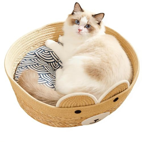 Panier Caverne pour Chat Résiste aux Griffes, Tapis de Repos Lavable pour | Caverne pour chien pour chatons, chiots, jardin, cour, grange et cours