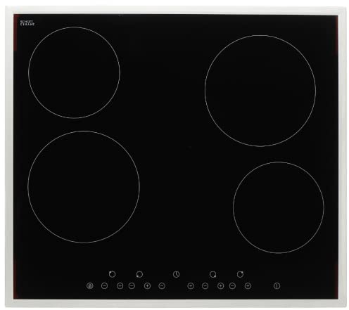 PKM Glaskeramik Kochfeld EB-C4N / 60cm/ 4 Kochzonen/ 9 Heizstufen je Kochzone/Touch Bedienung/ 6000W/ Restwärmeanzeige/Timer/automatische Topferkennung/Kindersicherung/Edelstahlrahmen
