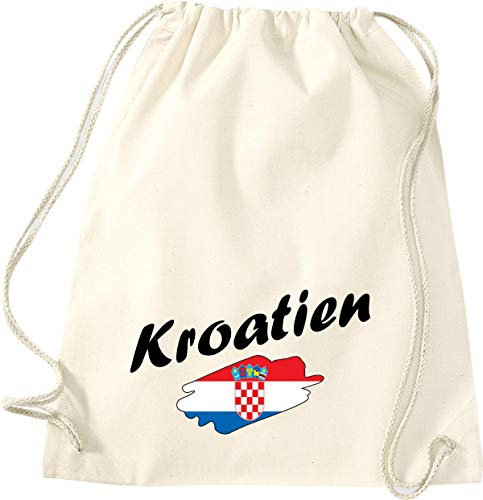 Shirtinstyle Gym Sack Turnbeutel Kroatien Flagge, Land, Urlaub Heimat Familie Länder, Farbe Natur