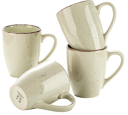 vancasso Navia Jardin Mug Set of 4, Vintage Look Beige Ceramic Coffee Tea Cup Set, Ideal for Coffee/Tea/Hot Chocolate/Milk/Water/Drink. (360ml)