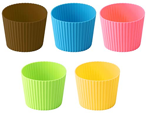 5 Stück hitzebeständiges Silikon rutschfeste Kaffeetassenhülse beständig wiederverwendbar Glasflaschen Becher Hülle Schutz Abdeckung