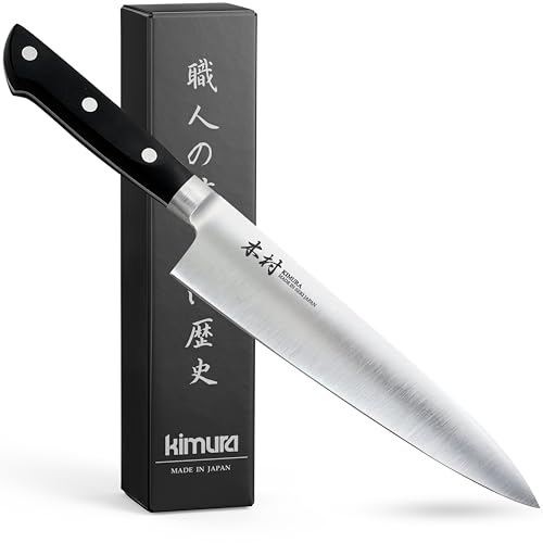 Kimura Chef Knife, [Made in Japan], 8 inch Professional Kitchen Knife, Ultra Sharp High Carbon Molybdenum Stainless Steel Gyuto Knife, Chefs Knife with Ergonomic Handle - Japanese Chef's Knife