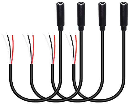 RIIEYOCA 4er-Pack 3,5-mm-Buchsenstecker auf blanken Draht, Stereo-Audiokabel, 1/8 Zoll TRS 3-poliger Mono-Buchsenstecker auf Open-End-Audioleitung, für installierte und reparierte Audiogeräte