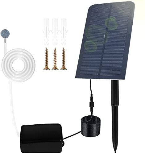 SDYGDB Solar Air Fountain Pump, 5V 2.5W Solar Panel Powered, Oxygen Pump with Air Bubble Stones, Low Noise, Pond Air Pump, Aerator for Outdoor Fish Tank Pool
