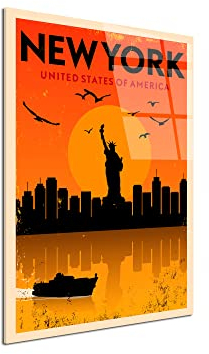 DECLINA, Bilderrahmen Plexi, Druck auf Acrylglas, Vintage Bild, Acrylglas, Statue of Liberty, 80x120 cm