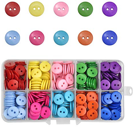 350 Stück Knöpfe 10MM Bunte Knöpfe 10 Farbe Handmade Runde Knopf mit Transparenter Aufbewahrungsbox für Basteln Nähen Handwerk DIY Deko