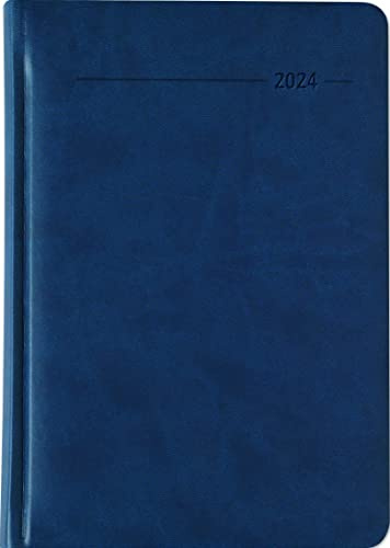 Buchkalender Tucson blau 2024 - mit Registerschnitt - Büro-Kalender A5 - 1 Tag 1 Seite - 416 Seiten - Tucson-Einband - Alpha Edition