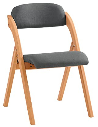 SoBuy Klappstuhl Holz gepolstert & fertig montiert, 47,5x77x59cm, für Küche | Küchenstuhl ergonomisch, platzsparend, Bezug abnehmbar & waschbar, 120 kg Tragkraft, für Esszimmer/Balkon/Büro, FST92-SG