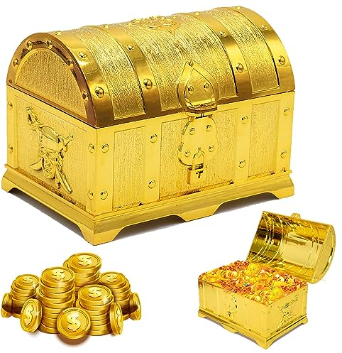 Piraten Schatzkiste Retro Schatztruhe Kindergeburtstag, Kunststoff Piraten Schatzkiste für Kinder mitgebsel, Schatzbox Pirat Schatz Party, Kleiner Preisorganisator für Kinder, Aufbewahren und Dekor