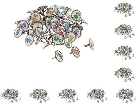 10 Set 50/100 Stück farbige Metall-Herz-Klammern Papierbastelverschlüsse 15 x 10 mm, arabische Ziffern