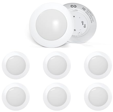 GonGoo (6 Pack) 5/6 Inch Recessed and Surface Mount, Dimmable Low Profile Led Disc Light, Instals into Junction Box or Recessed Can, 14.8W, 1000LM, 4000K Cool White, CRI90+, FCC Listed
