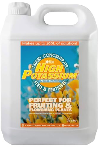 Elixir Garden High Potassium Fruit & Flower Fertiliser/Feed | NPK 15-5-30 | Concentrated 500ml Bottle covers up to 100sqm