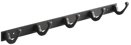 SOTECH Blackline FORTE Hakenleiste 450 mm mit 5 Haken | schwarz pulverbeschichtet Wandgarderobe Kleiderhaken