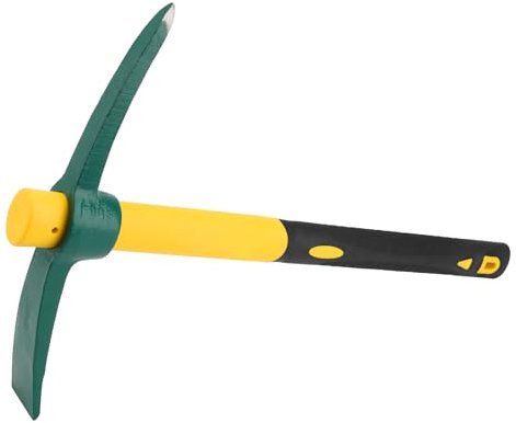 LEXININ 17.7 Inches Pick Mattock Hoe, 1.5lb Forged Adze Hoe Mattock with Plastic Fiberglass Handle, Garden Pick Mattock Tool for Loosening Soil, Camping