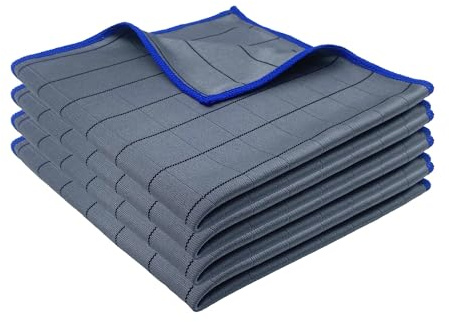 CZandCZ 4X Fensterputztücher, Mikrofasertücher 40x40cm, Carbon Tücher,Fenstertuch Streifenfrei, Mikrofaser Putztücher, Reinigungstücher,für Fenster,Spiegel,Edelstahl Polieren verwendet,400GSM