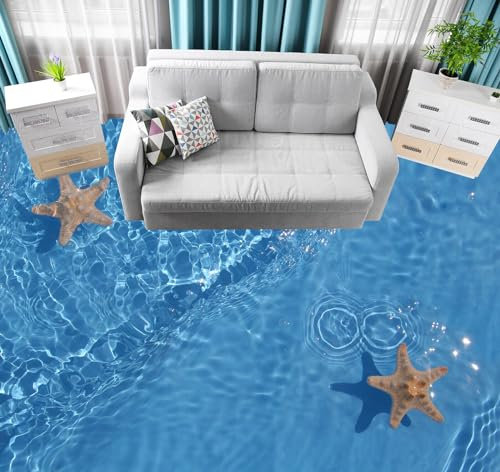 Benutzerdefinierte Selbstklebende Boden Wandtapete 3D Seestern, 150 * 105cm Bodenfliesen Aufkleber Wohnzimmer Studie Pvc Wasserdicht Tragen 3D Bodenbelag Tapete