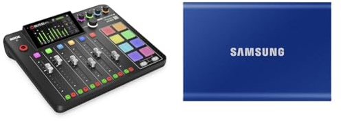 RØDE RØDECaster Pro II All-in-One Production Solution for Podcasting, Streaming, Music Production and Content Creation, Black & Samsung T7 Portable SSD Indigo-blue 2 TB