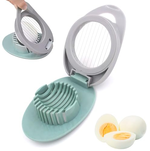 Egg Cutter Stainless Steel Wire Egg Slicer Durable Egg Slicer Wire Egg Slicer Multifunctional Egg Cutter for Hard Boiled Eggs Ham Banana Strawberry Soft Fruits Foods, Kitchen Accessories (Cyan-Blue)