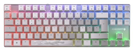 CHERRY MX 8.2 TKL Wireless XAGA, Kabellose Gaming-Tastatur ohne Nummernblock, Deutsches Layout (QWERTZ), Bluetooth, 2,4 GHz und Kabel, MX2A RED Switches, Weiß