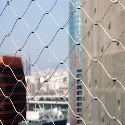 VagxTbs Flexibles Seil-Geländer-Netz, Absturzsicherungsnetz in Großer Höhe Einfach zu Installierendes Geflügelkäfignetz für Zoo, Garten(8cm,2x3m/6.56x9.84ft)