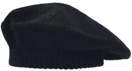 Französisches Kostüm für Herren, einfarbig, gestrickte Wolle, warme Baskenmütze, lässiger Schatten, Herbst- und Wintermütze, französische Wolle, Schwarz , M