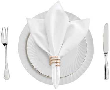 WAITER TREE Baumwolle Tuch Servietten 50 * 50 cm 12 Stück / 6 Stück weiches saugfähiges waschbares Serviettentuch für Abendessen Hotel Restaurant Partys Weiß