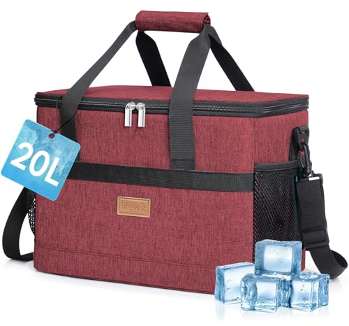 Lifewit Cooler Bag 30 Cans Collapsible and Insulated Large Lunch Bag Leakproof Soft Cooler Portable for Camping/BBQ/Family Outdoor Activities, Wine Red