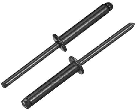 sourcing map Aluminium-Blindnieten, Aluminiumgriff und Stahldorn, Kuppelkopf, lange Spaltnieten für Metall, Möbel, Auto, Schwarz, 50 Stück