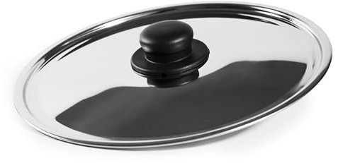 zanetti, Couvercle en inox, couvercle en acier inoxydable, diamètre 40 cm, poignée plastique, convient aux casseroles et poêles, lavable au lave-vaisselle