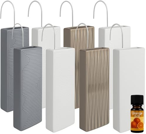 Luftbefeuchter für Heizung Set inkl. Haken - Keramik 220ml Wasserverdunster - moderne Farben - Wasserverdunster verdampfer verdunster Luftreiniger - mit Struktur - 8 Stück