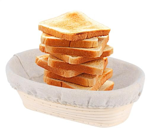 Cesta de prueba de pan, cuenco ovalado Bannetonn | Cesta de prueba de pan Sourdoughh | Cesta ovalada de prueba Bannetonn con forro | Rascador de de repostería para de pan, harina y