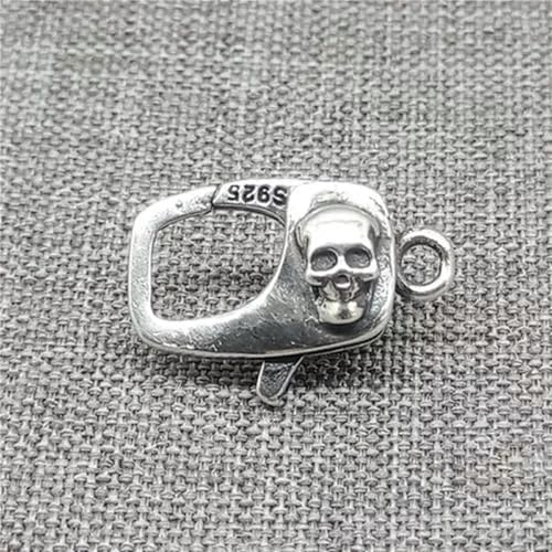 Fermoir Mousqueton Double Face en Argent 925 avec tête de Mort Punk