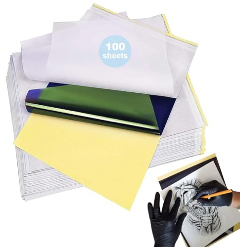 Rayyl 100 Blatt Tattoo Stencil Papier A4, kompatibel mit Thermokopierer | 4-Lagen-Transferpapier für saubere Abdrücke, Kompatibel mit Thermokopierer und Handzeichnung, Ideal für Tattoo-Studio