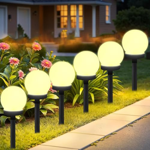 ZeiLaBang Kakadi Solarlampen für Außen Kugel,6 Stück Solar Gartenleuchten für Außen,LED Kugel mit Erdspieß,Solar Gartenleuchte Wasserdicht Solarlampe für Terrasse Gehwege Hof Gartendeko
