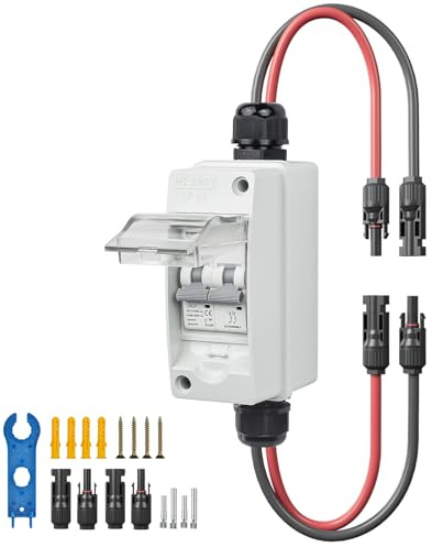 PJERJZN Solar Disconnect Switch 60A 400V solar panel isolator switch DC/AC Miniature Circuit Breaker with Waterproof Box UV Resistant for Solar Panel PV Systems and Battery Applications