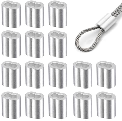 Seilklemme, 50 Stück Seilklemmen 4mm, Aluminium Pressklemmen Crimpschlaufe, Aluminiumhülsen Alu Klemme Drahtseilklemme, Quetschhülsen Pressklemmen für Gummiseil