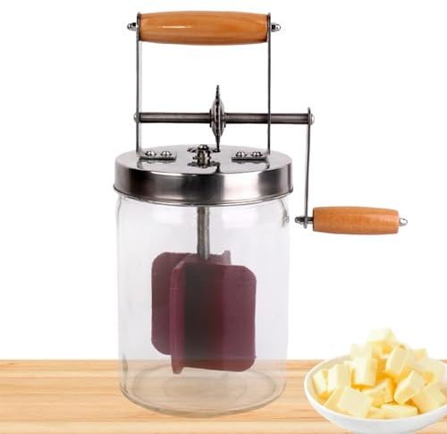 Churner manual de 1500 ml con boca ancha, portátil y lavable, para crema casera, perfecta para cocina, restaurante y decoración del hogar