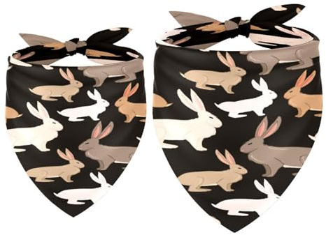 Hundehalstuch, Kaninchen, Hase, Tier auf Schwarz, für Mädchen, Jungen, Halstuch, Zubehör für kleine, mittelgroße und große Hunde, Welpen, Katzen, Haustiere, 2 Stück