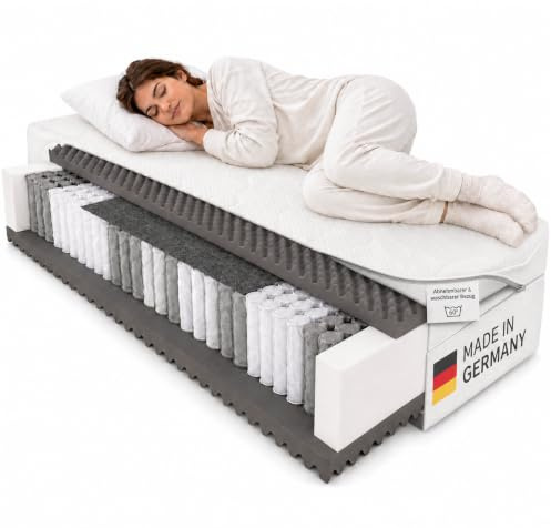 BeCo 5 Sterne TFK Taschenfederkernmatratze 100 x 200 cm H2 & Höhe 29 cm | atmungsaktive Taschenfederkern Matratze mit Boxspring-Feeling durch 7 Zonen und punktelastischer Komfortpolsterung