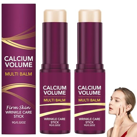 Calcium Volume Multi Balm 2PCS, Korean Skincare Anti-Aging Stick, Kollagen Feuchtigkeitsstift für Augenpflege, Augenringe, Falten & Tränensäcke, Multi Balm für Augen, Hals & Gesicht