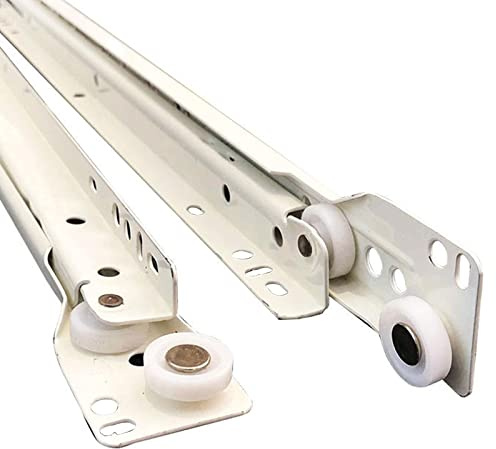 Heavy-Duty Drawer Slides 300/400/500mm - Full Extension Roller Tracks with Screws for Kitchen Cabinets & Furniture - 30kg Load Capacity White Finish