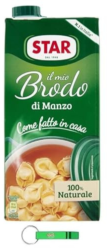 STAR Il Mio Brodo Manzo, 12 x 1 l, brodo liquido pronto, 100% naturale, senza conservanti, senza glutine + Beni Culinari portachiavi gratuito